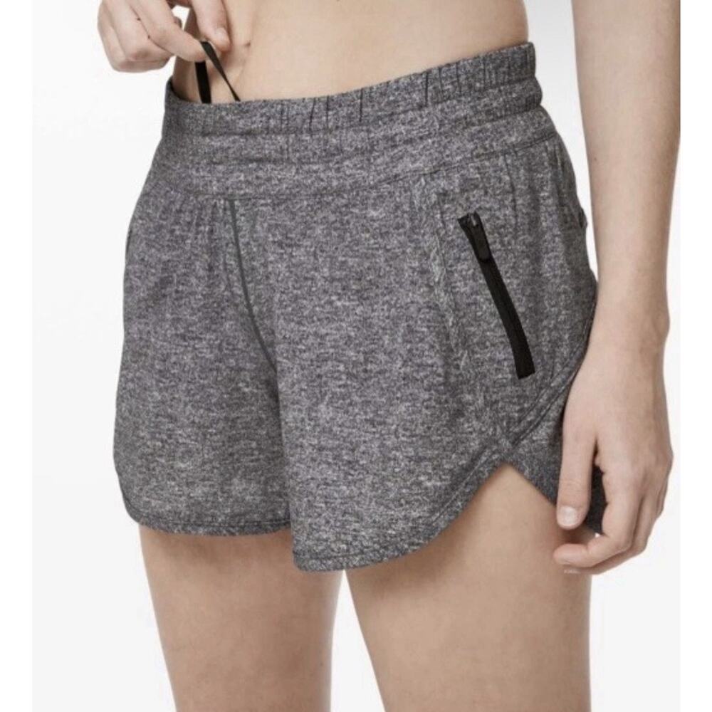 Lululemon Heathered Gray Zipper Pocket Running Shorts Women’s Size 20
